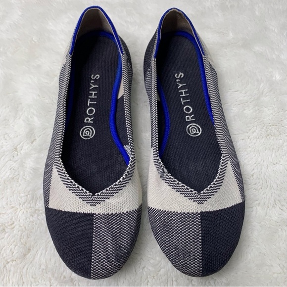 Rothy's Women's White Black Check Round Toe Plaid Slip On Shoes Size 9 - Picture 1 of 15